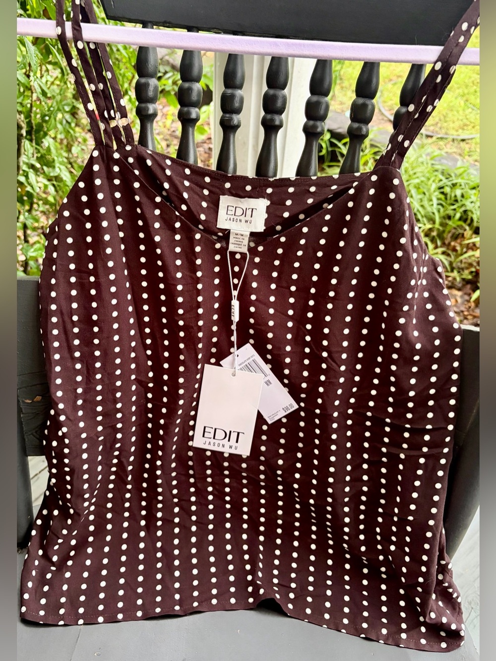 NWT JASON WU Brown Polka Dot Spaghetti Strap Lightweight/Flow/Summer to Fall